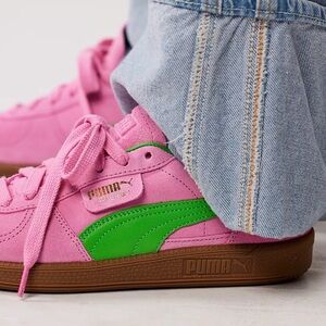 New Puma Palermo Sneakers Shoes Pink Green Womens 7.5